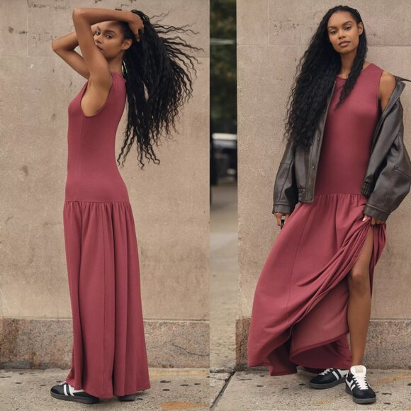 Anthropologie Dresses & Skirts - Daily Practice by Anthropologie Sleeveless Drop-Waist Midi Dress S new Wine